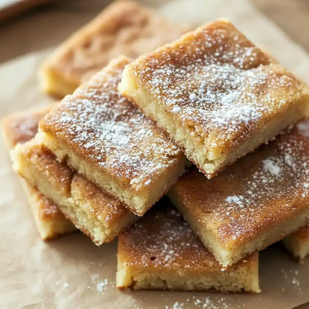A stack of chewy cinnamon sugar blondies with a golden crust, perfect for Afternoon Dessert Ideas, Quick Fall Treats, or Desserts To Give To Neighbors.