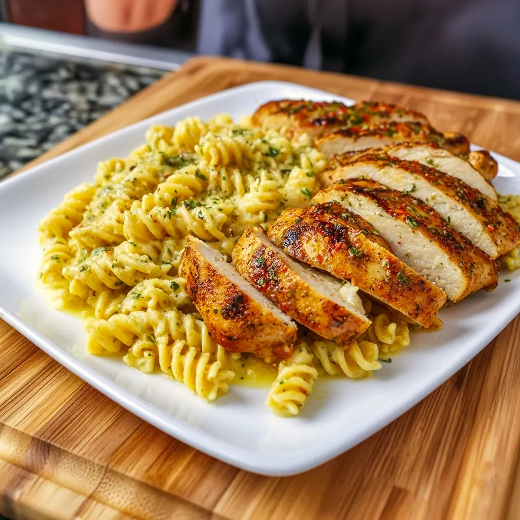 Bowl of twisted pasta tossed in a silky garlic-Parmesan sauce with seared chicken pieces and parsley — perfect for Meals For Family, Easy Family Dinner Ideas Kid Friendly, and Girls Night Dinner Ideas; a hearty Firehouse Meals-style plate of Parmesan Garlic Chicken Pasta and Creamy Garlic Parmesan Chicken Pasta, ideal for Quick And Easy Dinner Recipes For Two, Simple Chicken Breast Recipes For Dinner, and craving-curing Creamy Garlic Parmesan Chicken.