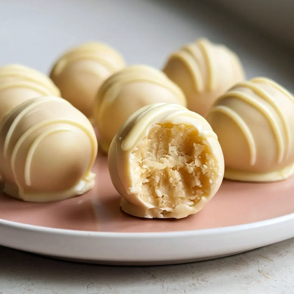 A plate of creamy, no-bake lemon truffles coated in white chocolate and sprinkled with lemon zest — a bright, zesty treat perfect for Gourmet Snack Ideas, Light And Healthy Desserts, and Healthy Easy Sweets.