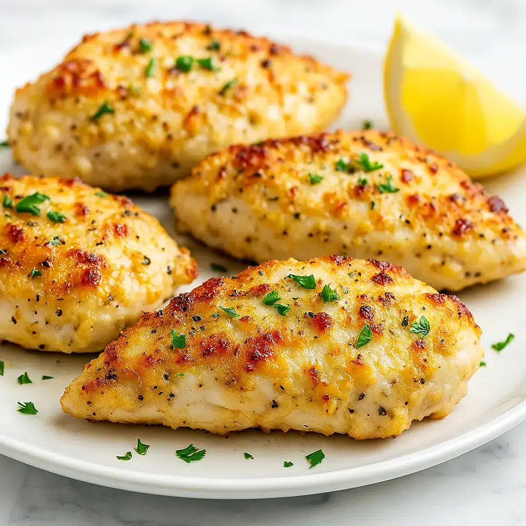 Golden Parmesan Crusted Chicken baked to crispy perfection, juicy inside with a creamy Parmesan topping — a delicious Easy Bake Chicken Recipe perfect for Easy Family Friendly Meals, weeknight dinners, or Easy Big Family Meals made straight from the Baked Meals Oven.