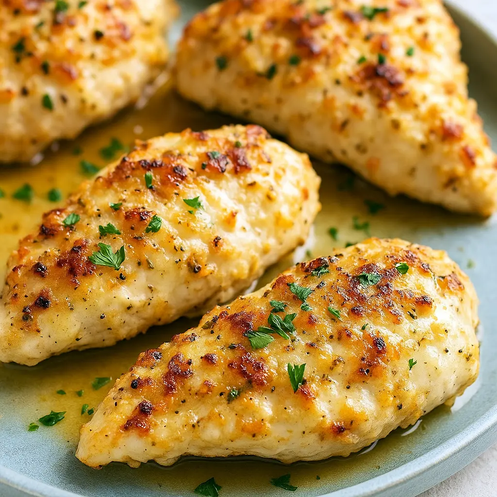 Golden Parmesan Crusted Chicken baked to crispy perfection, juicy inside with a creamy Parmesan topping — a delicious Easy Bake Chicken Recipe perfect for Easy Family Friendly Meals, weeknight dinners, or Easy Big Family Meals made straight from the Baked Meals Oven.