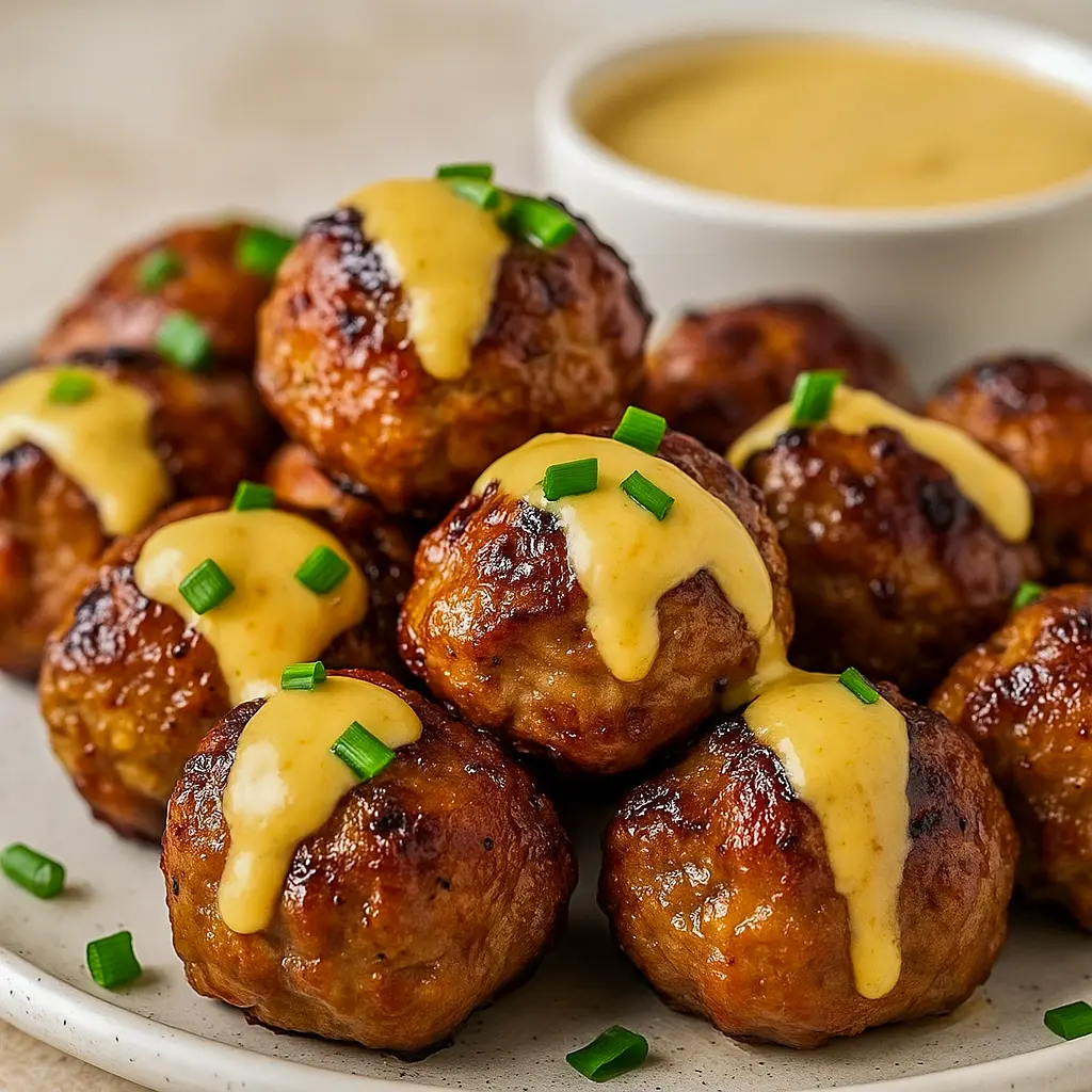 Golden-brown Korean BBQ meatballs glazed with a sticky soy-gochujang sauce, sprinkled with sesame seeds and scallions — a mouthwatering Beef Dinner idea for fans of Meatball Recipes Easy and Asian Cooking, perfect for quick Yummy Dinners.