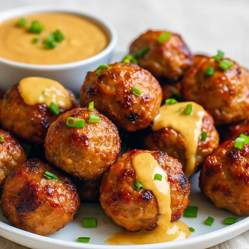 Golden-brown Korean BBQ meatballs glazed with a sticky soy-gochujang sauce, sprinkled with sesame seeds and scallions — a mouthwatering Beef Dinner idea for fans of Meatball Recipes Easy and Asian Cooking, perfect for quick Yummy Dinners.