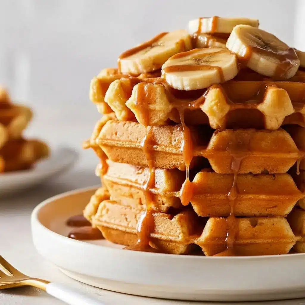 Stack of golden, fluffy Protein Waffles With Toppings like fresh berries, yogurt, and syrup — a high-protein, Macro Friendly Breakfasts recipe perfect for Sweet Breakfast Meal Prep or a quick Keto Protein Breakfast packed with 50 Grams Of Protein.