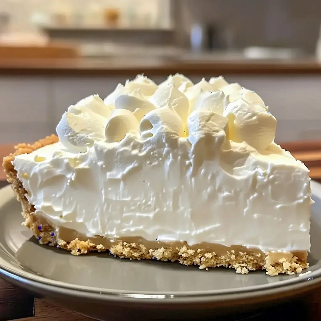 A creamy slice of Marshmallow Cheesecake Recipe with a fluffy Marshmallow Whip filling inside a golden graham cracker crust, topped with whipped cream — a rich Marshmallow Cream Cheese Dessert that’s one of the best Desserts Made With Heavy Cream for easy Party Size Desserts or Cheesecake Pudding Dessert Recipes.
