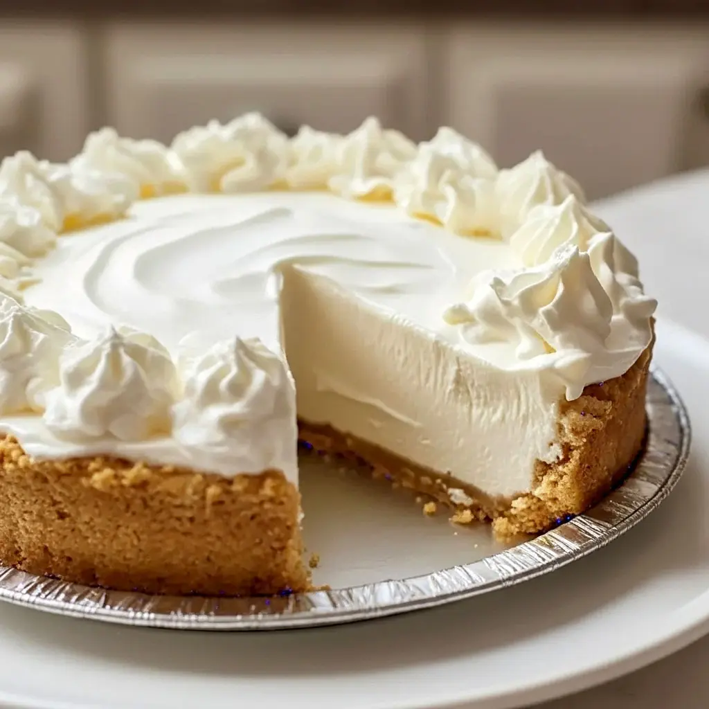 A creamy slice of Marshmallow Cheesecake Recipe with a fluffy Marshmallow Whip filling inside a golden graham cracker crust, topped with whipped cream — a rich Marshmallow Cream Cheese Dessert that’s one of the best Desserts Made With Heavy Cream for easy Party Size Desserts or Cheesecake Pudding Dessert Recipes.