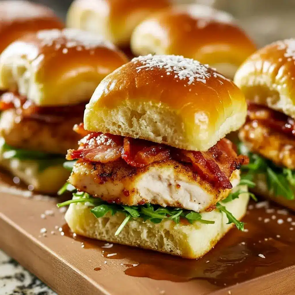 Maple Chicken slider on a toasted bun with glossy maple glaze, melted cheese, and Bacon, styled for Slider Recipes.