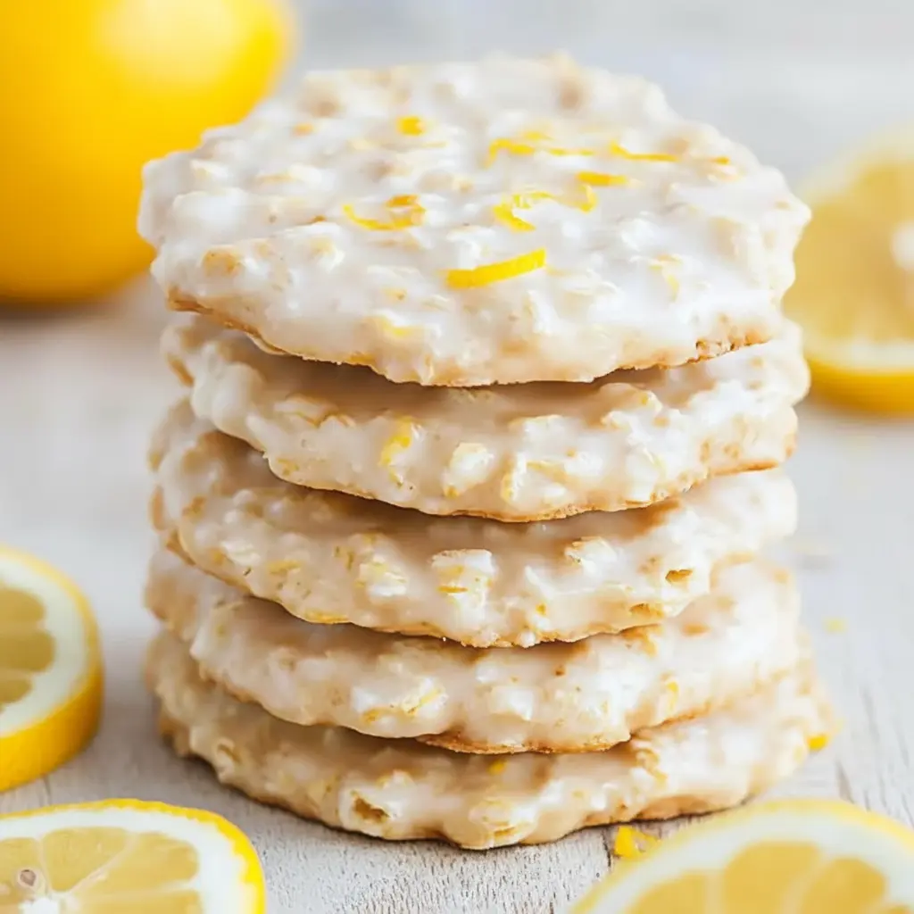 Lemon No-Bake Oatmeal Cookies stacked on parchment with fresh lemon zest and oats visible — a bright Quick Oatmeal Recipe perfect for on-the-go snacking.