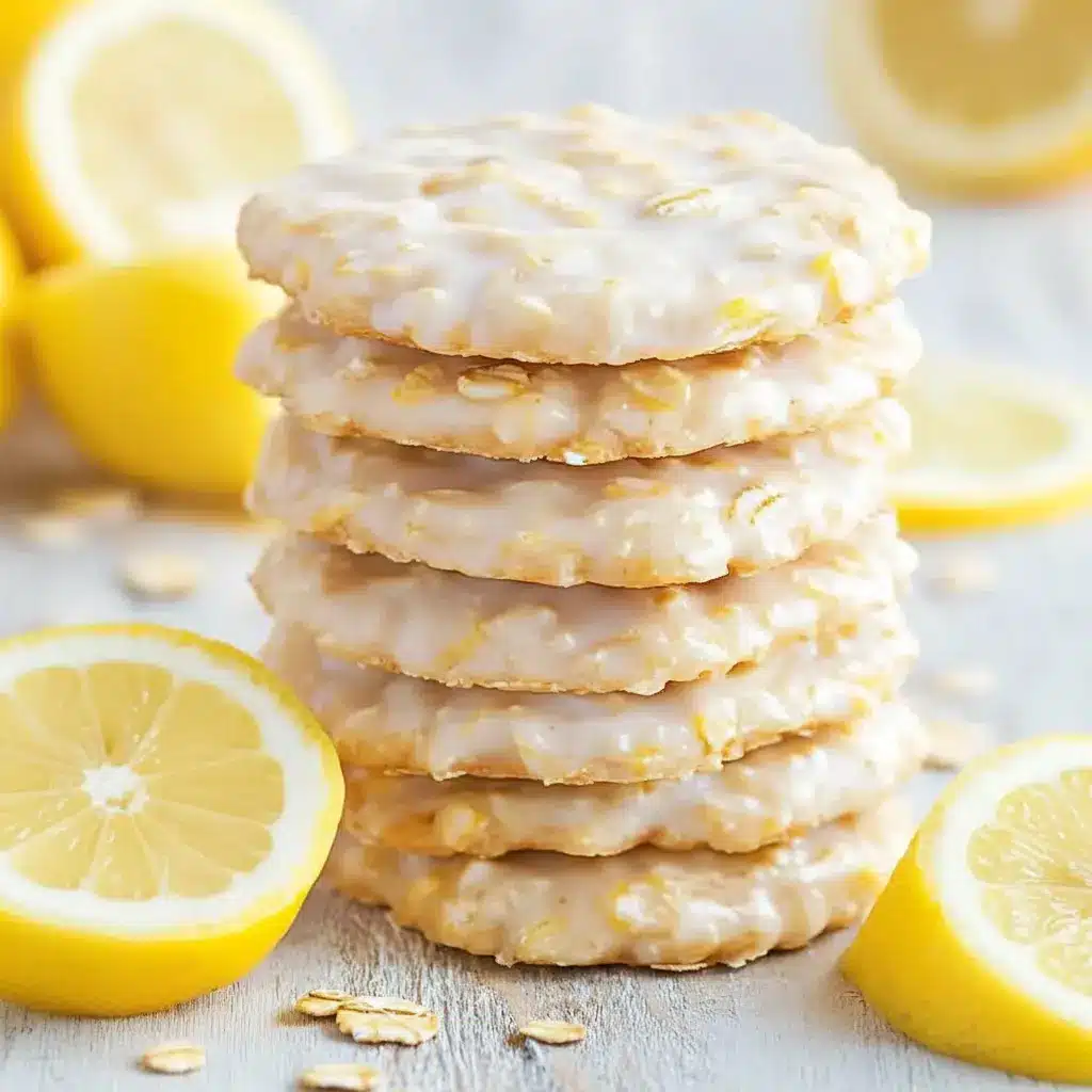 Lemon No-Bake Oatmeal Cookies stacked on parchment with fresh lemon zest and oats visible — a bright Quick Oatmeal Recipe perfect for on-the-go snacking.