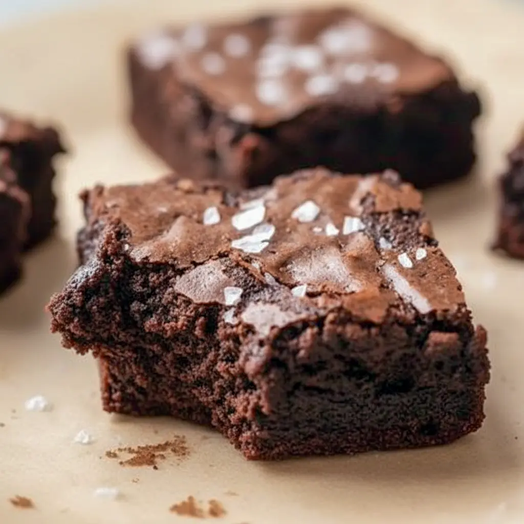 Decadent Coffee Chocolate Dessert — close-up of a brown butter espresso brownie square with a glossy crackle top and gooey center on parchment, a top pick for Brownie Dessert Recipes.