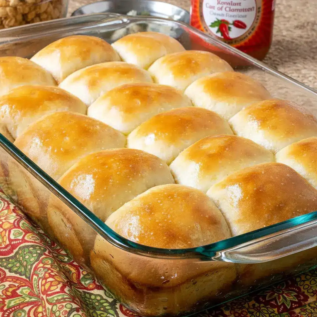 Buffalo Chicken Bombs on a serving platter: golden-brown biscuit bombs split open to reveal spicy shredded chicken and melted cheese, with a bowl of blue cheese dressing and hot sauce beside them.