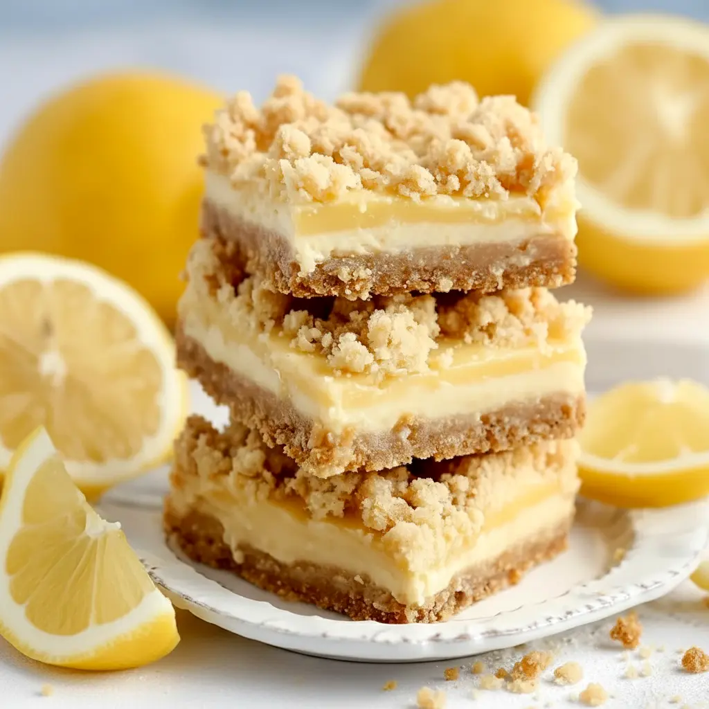 A square of Lemon Crumb Bars with a golden oat topping and creamy lemon filling, styled as one of the best Summer Bakery Treats.
