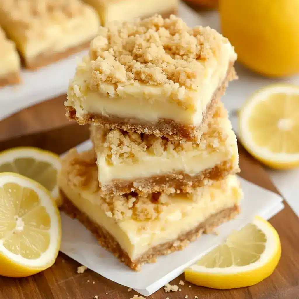 A square of Lemon Crumb Bars with a golden oat topping and creamy lemon filling, styled as one of the best Summer Bakery Treats.