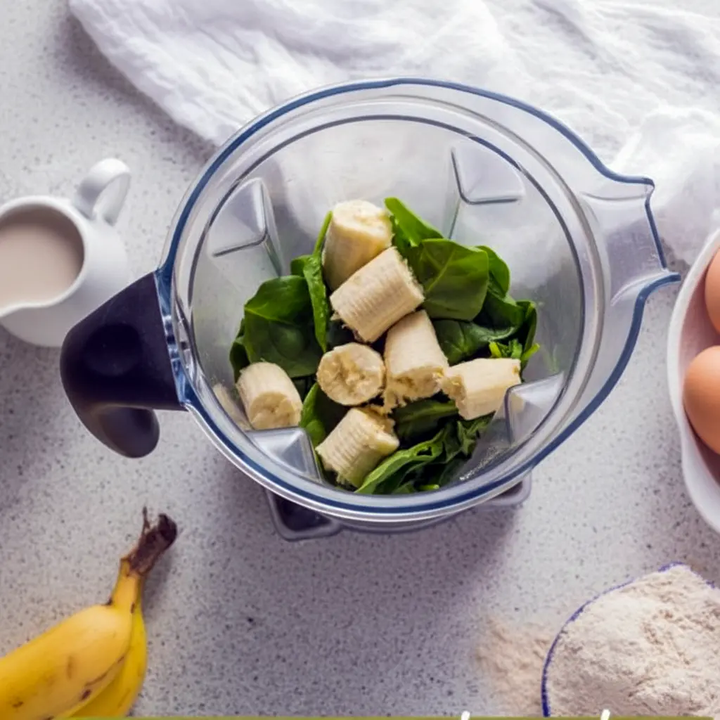 Blender Muffins made with spinach, banana, and oats, shown as mini green muffins on a breakfast plate for kids.