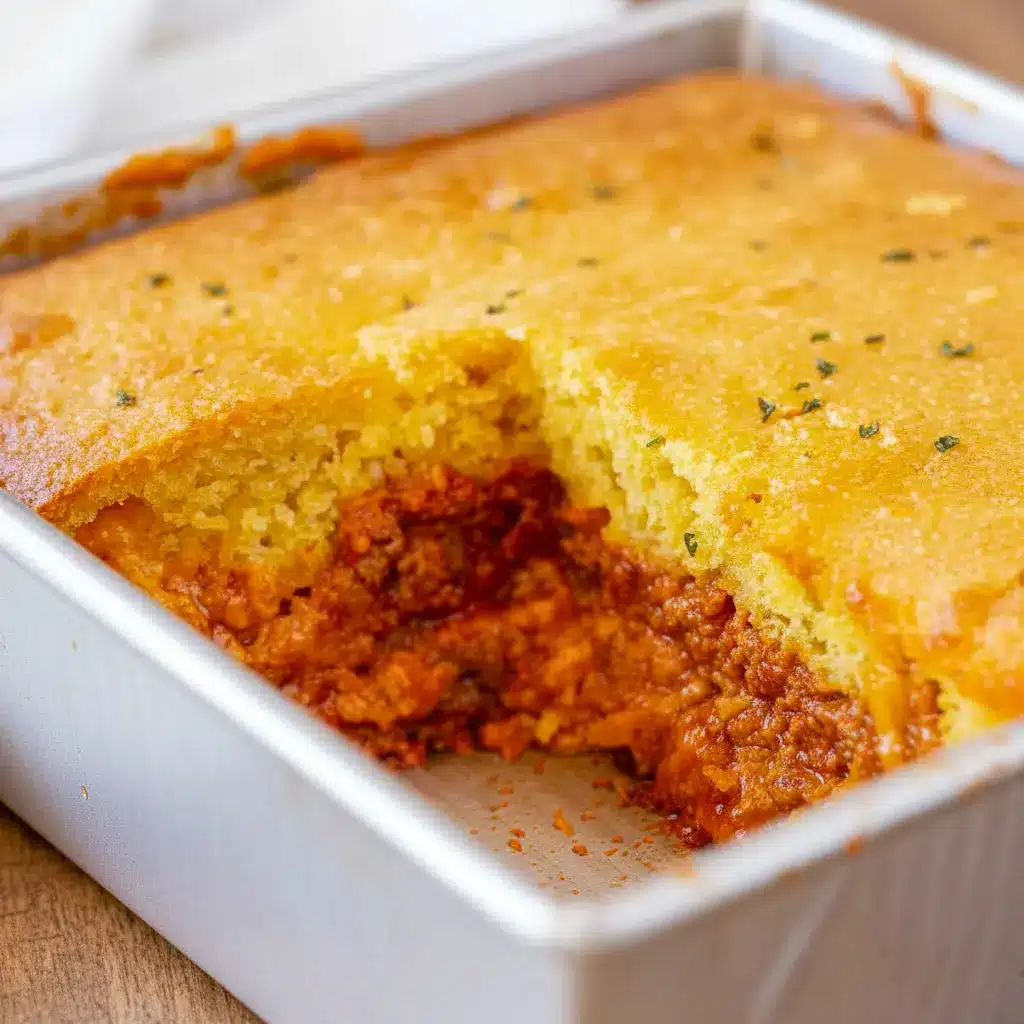 A hearty serving of BBQ Chicken Cornbread Casserole with golden cornbread topping, melted cheese, and barbecue chicken filling, styled as a comforting Barbecue Chicken Cornbread Casserole for Meals To Go With Cornbread.