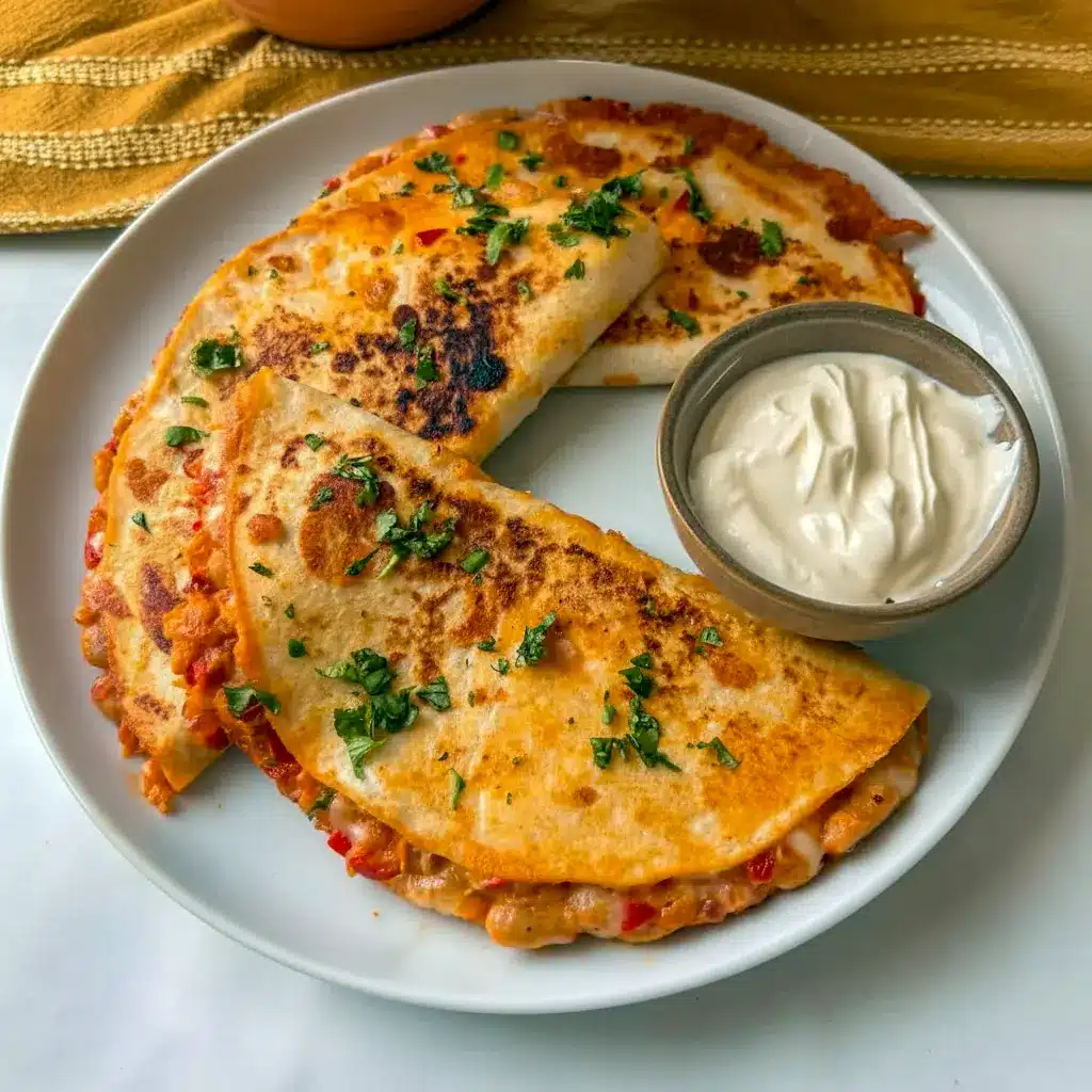Golden, cheesy Buffalo White Bean Tacos inspired by Whole Food Vegetarian Recipes and packed with spicy Buffalo Beans.