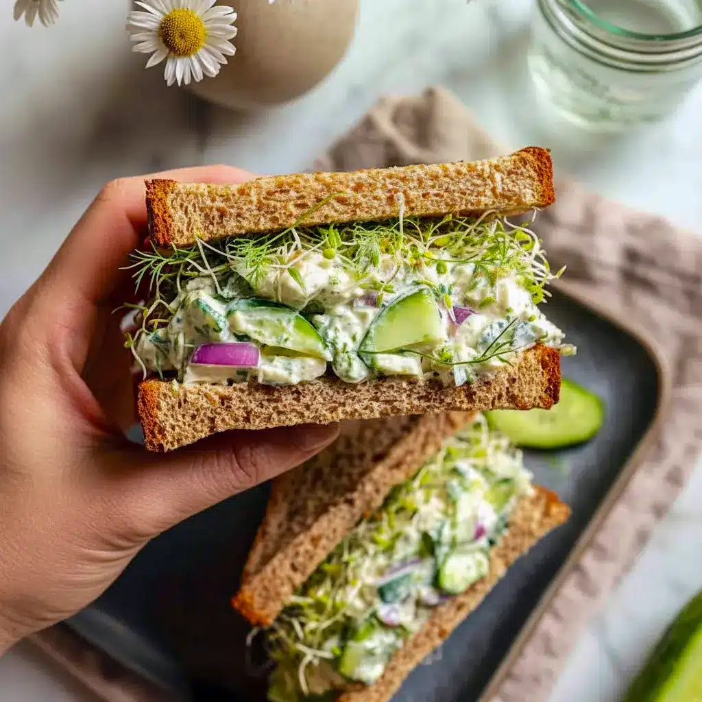 Homemade Cucumber Salad Sandwiches with herbs, lemon, and feta, styled like a simple Health Food idea for everyday Lunch Recipes.