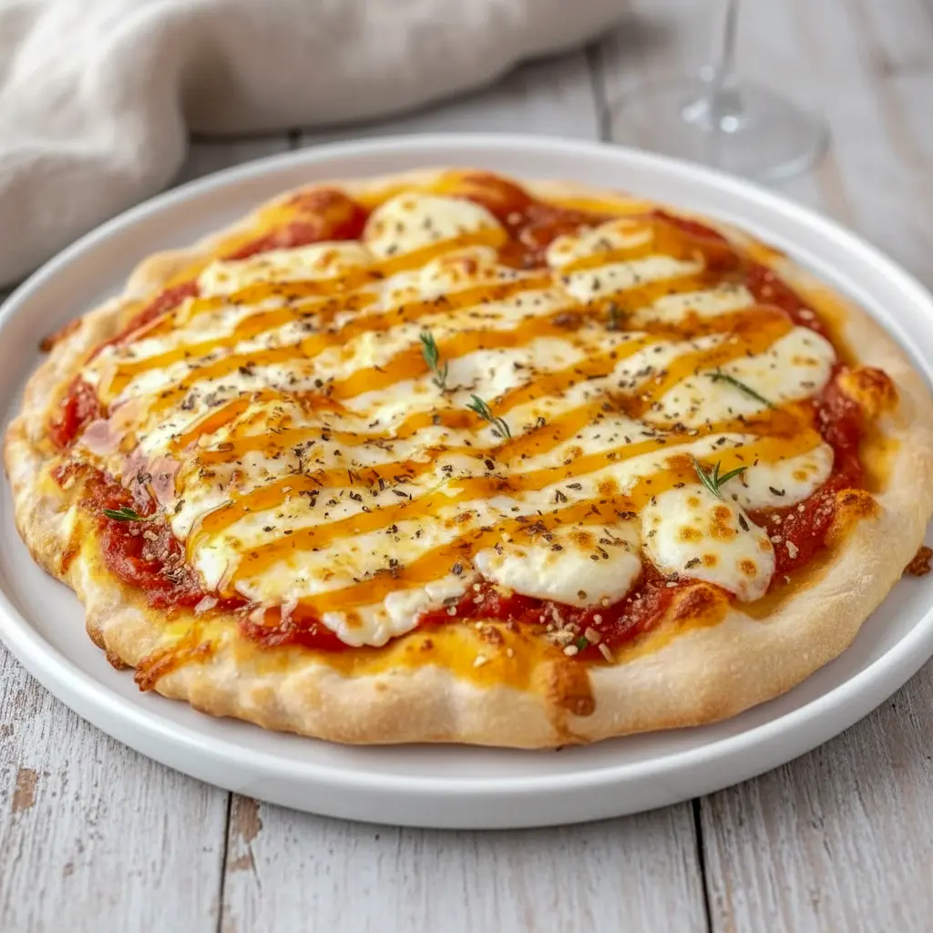 Cozy Hot Honey Ricotta Pizza with creamy cheese, golden crust, and a sweet-spicy finish, styled as one of the most delicious Specialty Pizza Recipes.