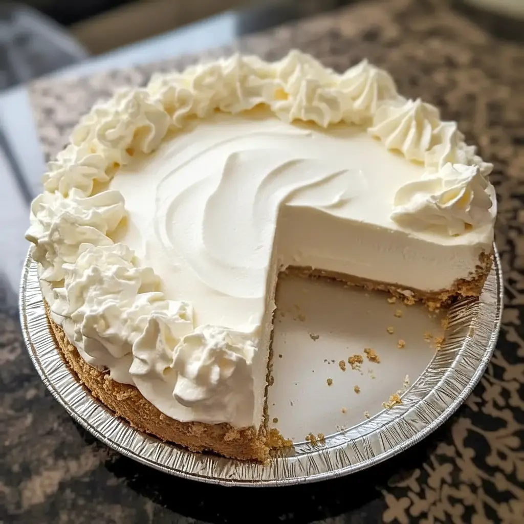 A slice of Marshmallow Whip Cheesecake on a plate, showing a creamy no-bake filling in a graham cracker crust, styled as a soft Cheesecake With Whipped Topping dessert.