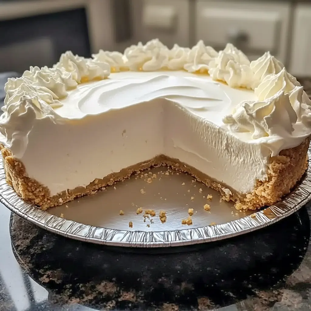 A slice of Marshmallow Whip Cheesecake on a plate, showing a creamy no-bake filling in a graham cracker crust, styled as a soft Cheesecake With Whipped Topping dessert.