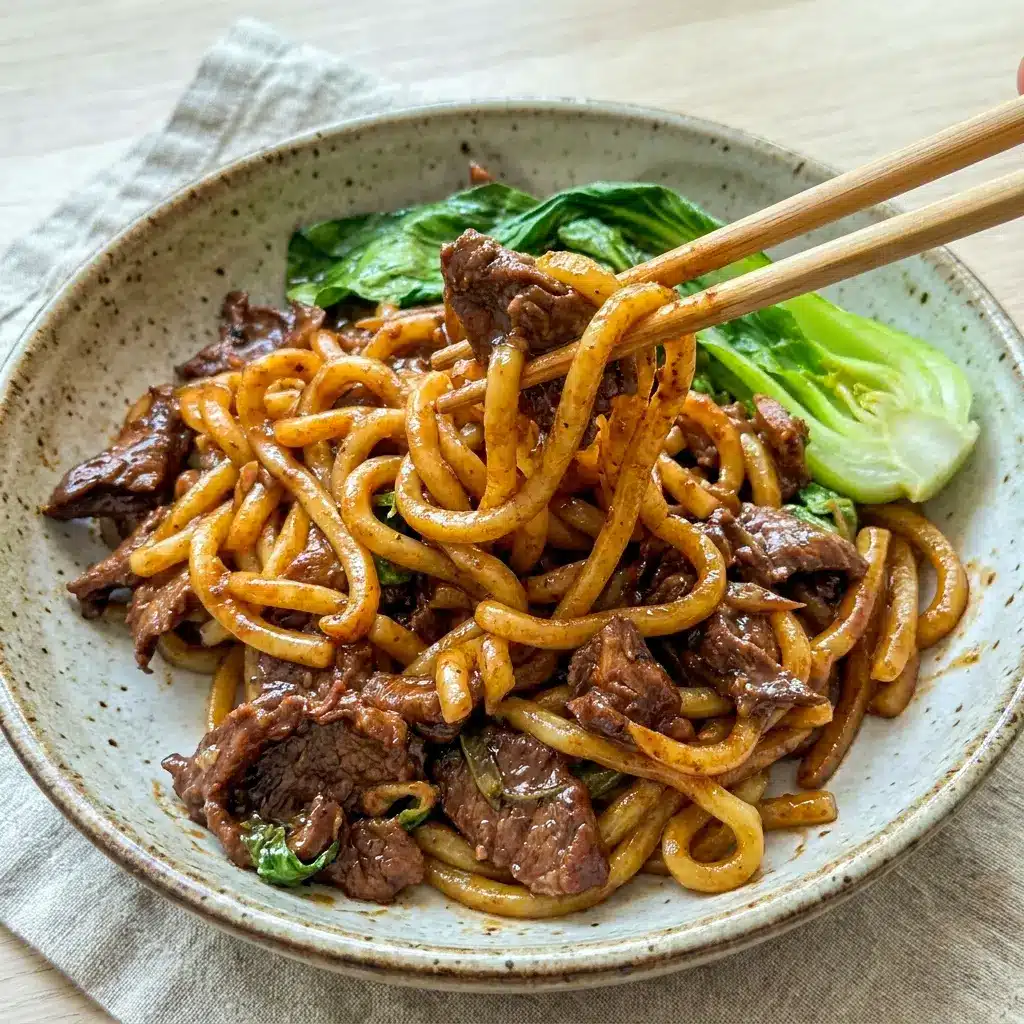 Black Pepper Beef Udon with tender beef and chewy noodles, a satisfying Asian Cooking meal that feels restaurant-inspired.