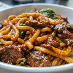 Black Pepper Beef Udon served in a glossy noodle bowl, a cozy Beef Recipes idea for a fast and flavorful dinner.