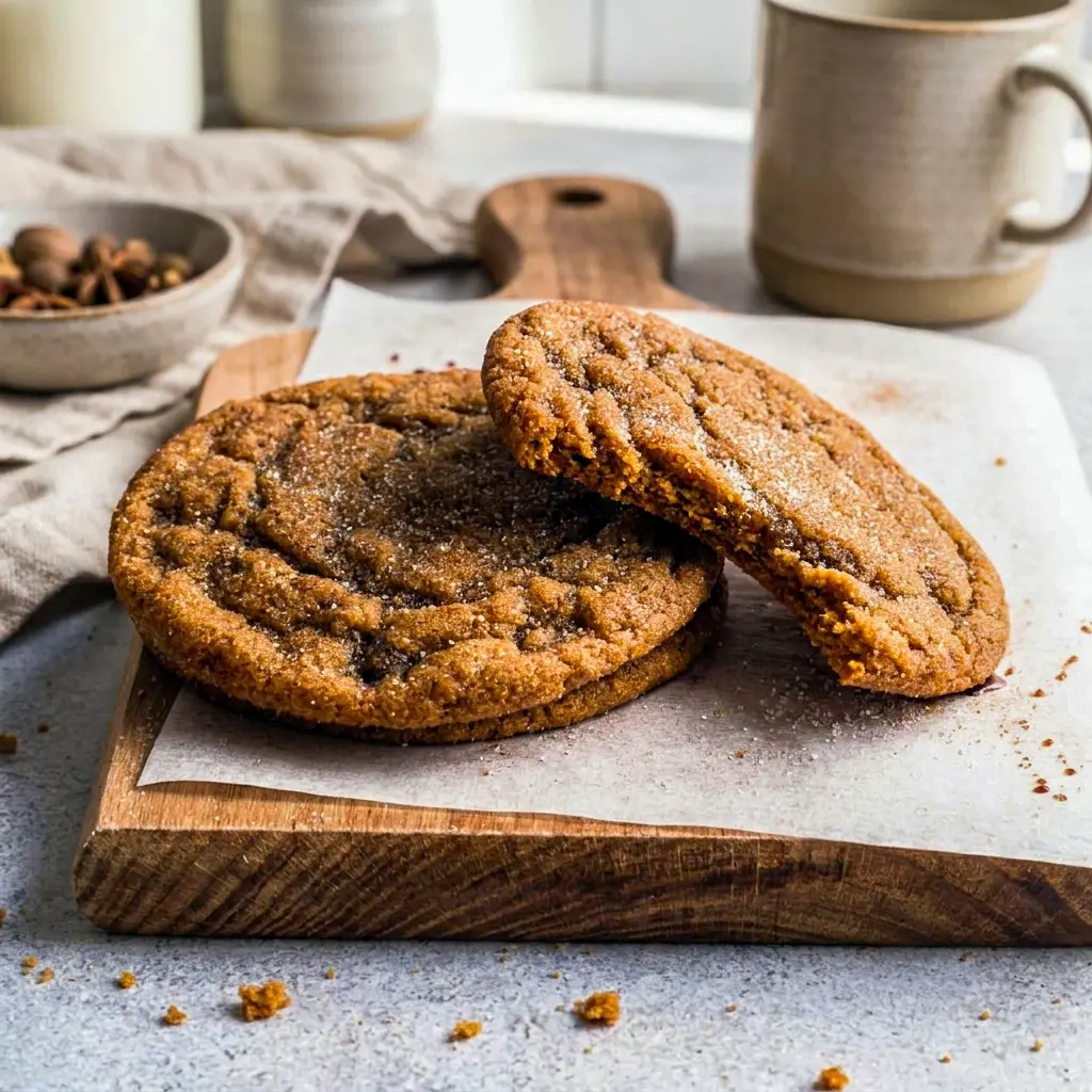 A stack of Chewy Pumpkin Spice Cookies that looks like the perfect Pumpkin Spice Cookie for fall baking.