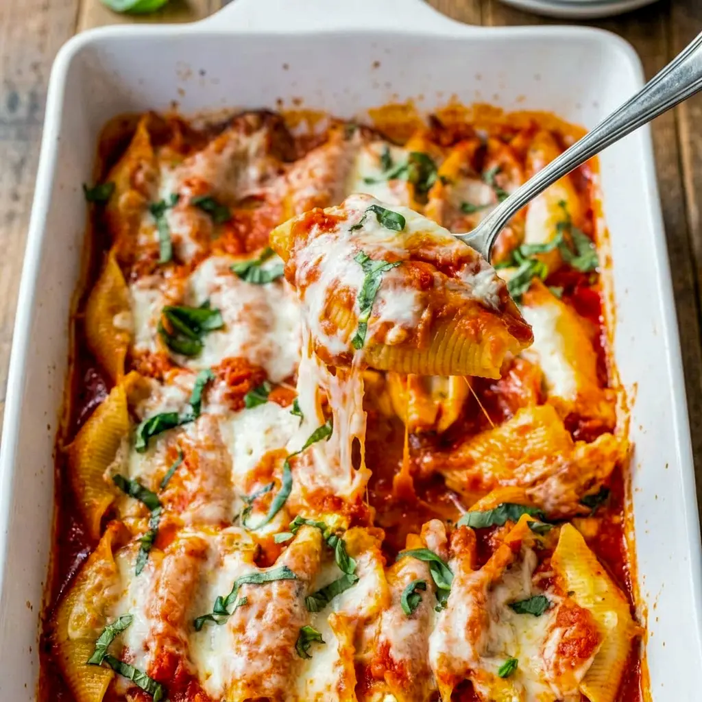 Stuffed Shells baked in marinara with creamy filling, a cozy Cottage Cheese Stuffed Shells dinner idea.