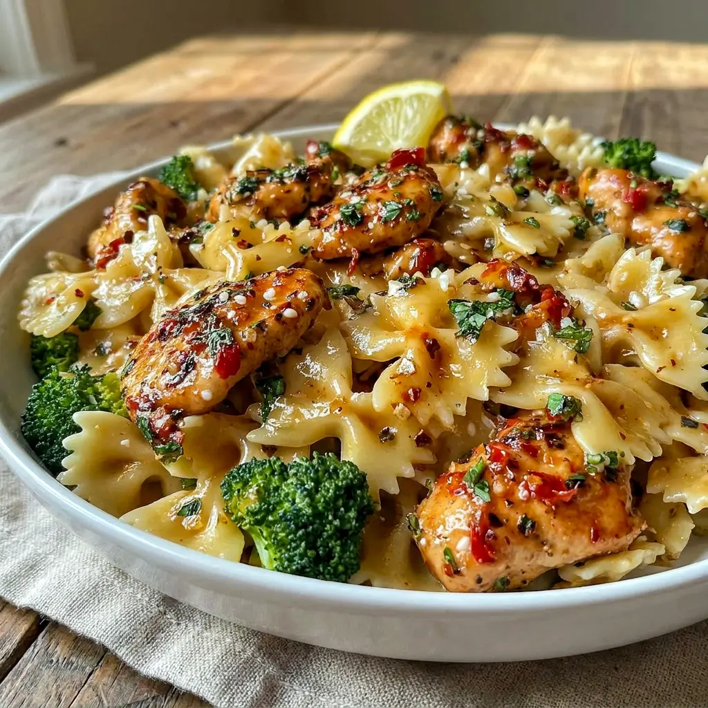 A cozy bowl of Cowboy Butter Lemon Bowtie Chicken with Broccoli styled as one of those bold Pasta Dinner Recipes with broccoli, Parmesan, and buttery sauce.