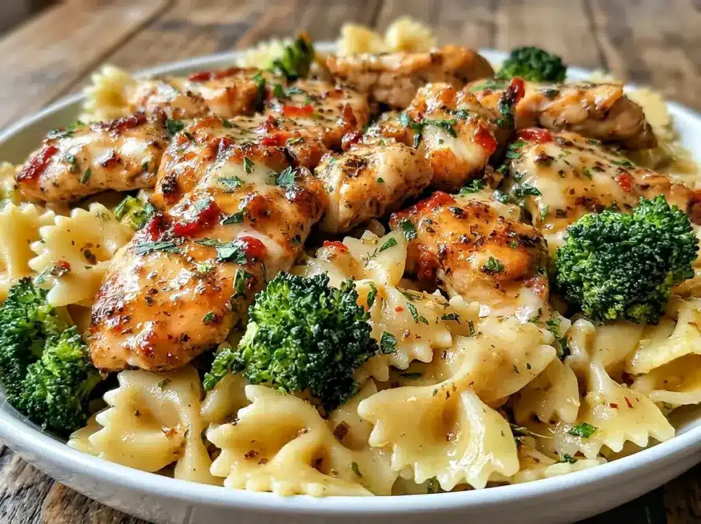 A simple weeknight meal of Cowboy Butter Lemon Bowtie Chicken with Broccoli presented as a satisfying Main Dish Recipes option with bold flavor and easy cleanup.
