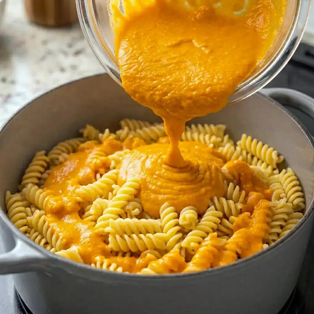 Butternut Squash Pasta Sauce poured over pasta with herbs and parmesan, perfect for Squash Pasta Sauce Recipes.