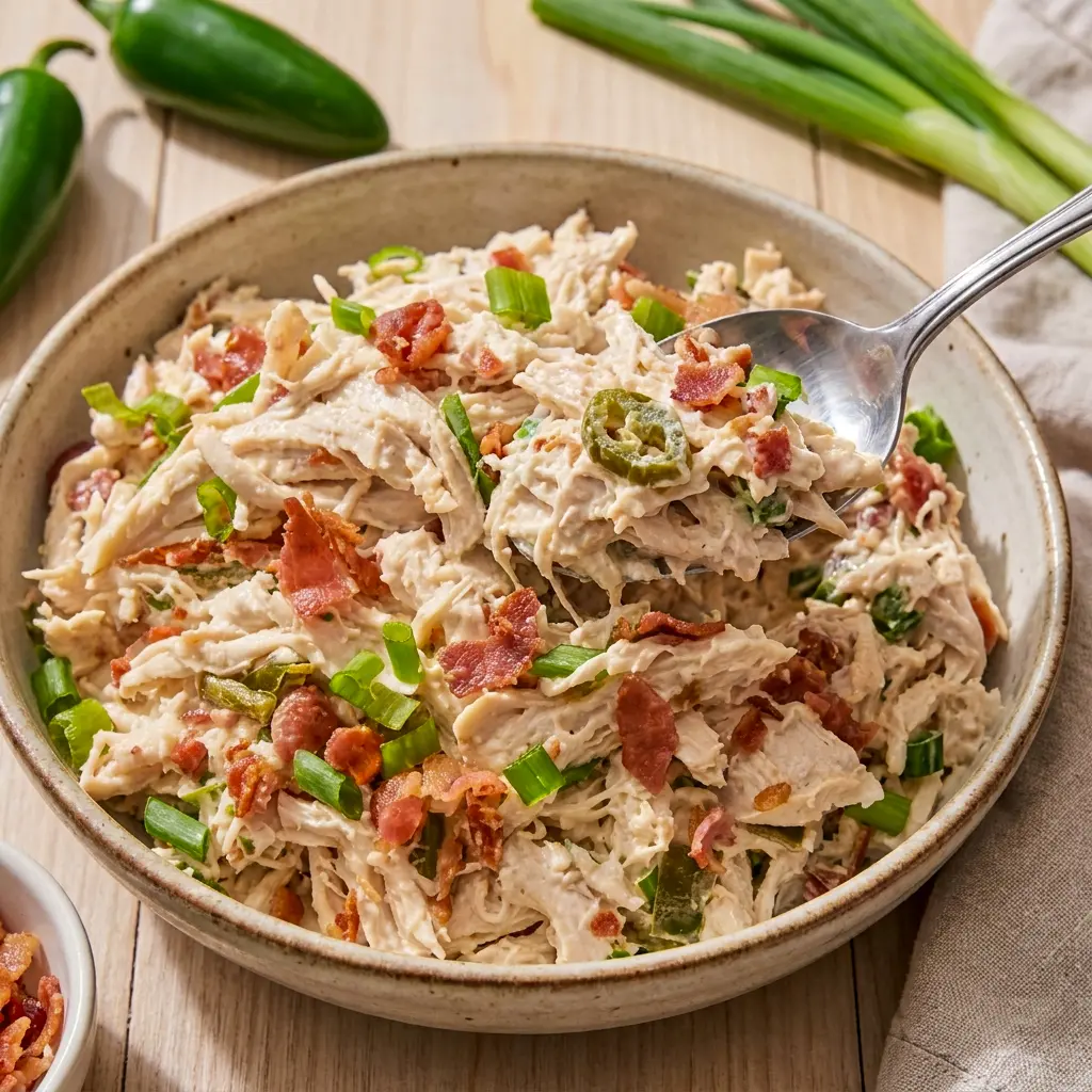 Jalapeño Popper Chicken Salad in lettuce cups for an easy Healthy Meal Prep lunch.