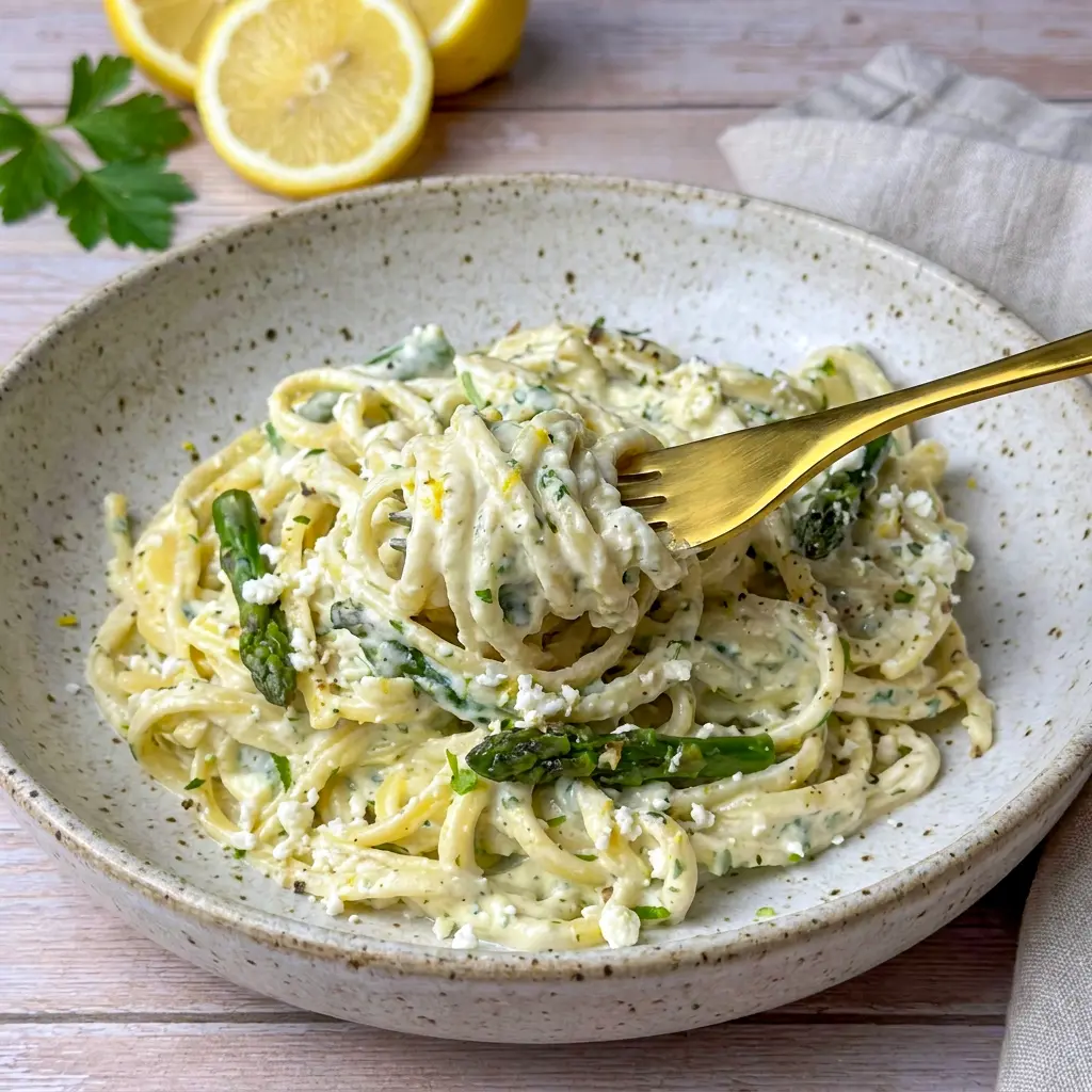 A comforting plate of Creamy Lemon Feta Pasta with feta and lemon sauce, ideal for Whipped Feta Pasta lovers.