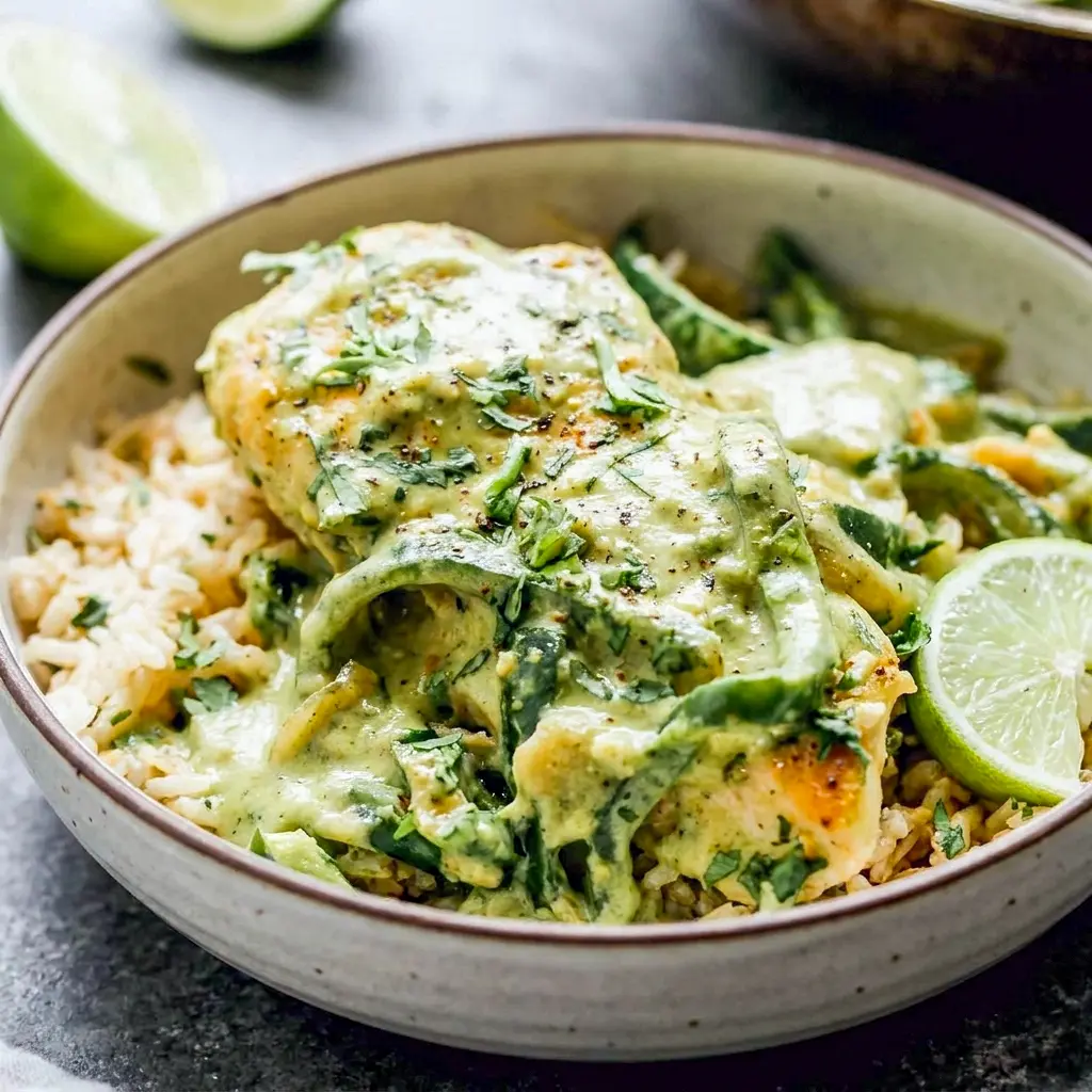 Creamy Poblano Chicken topped with silky sauce and peppers, styled as one of the best Poblano Chicken Dinner Ideas for busy nights.