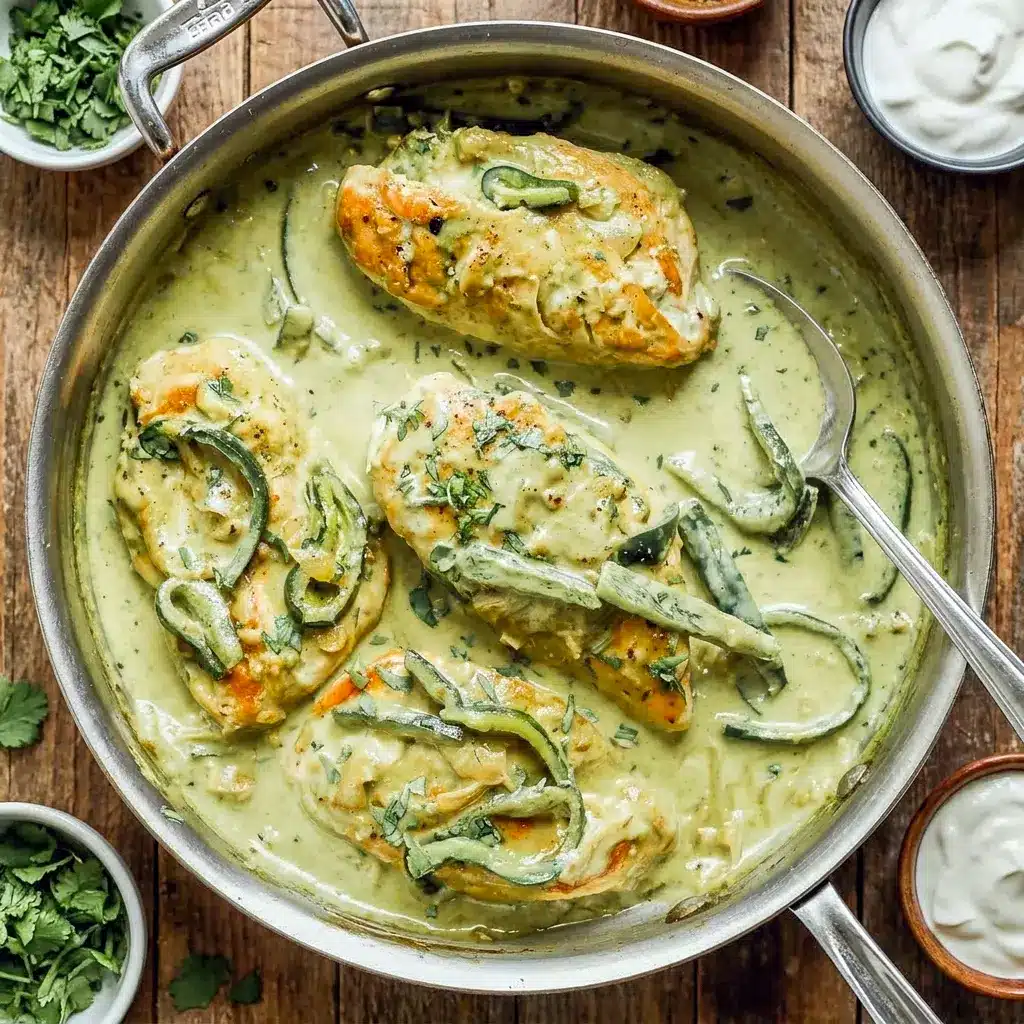 A comforting bowl of Creamy Poblano Chicken served with rice pilaf, ideal for Dinner Recipes Unique and easy weeknight meals.