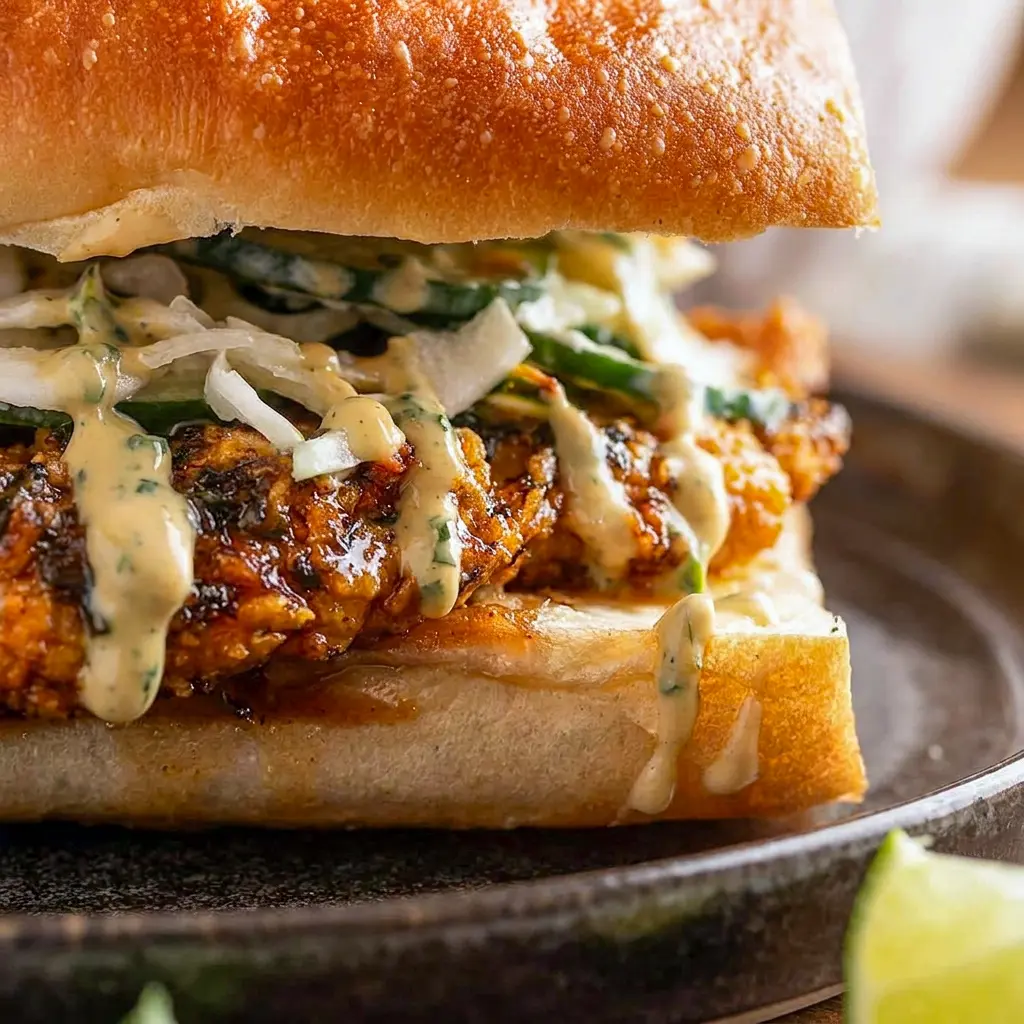 Crispy Cilantro Lime Chicken Sandwich stacked with crunchy slaw and creamy sauce, a standout in Sandwich Recipes for a bold homemade lunch.