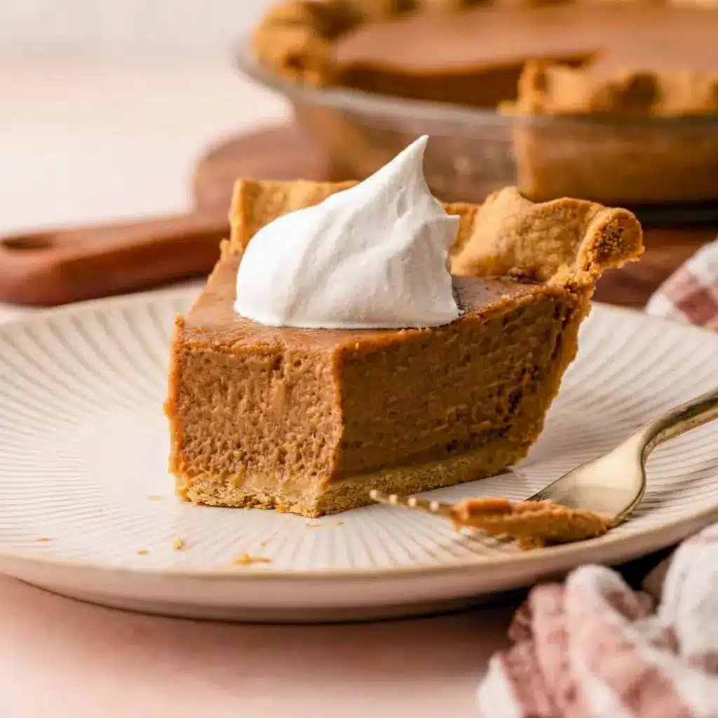 A close-up of Apple Butter Pie with a smooth filling, showing off a cozy Pie Dessert for fall.