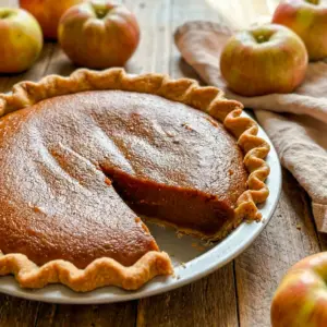 Apple Butter Pie served on a plate with a creamy slice, perfect for lovers of Delicious Pies.
