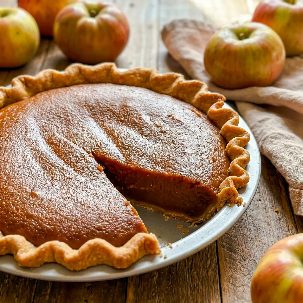 Apple Butter Pie served on a plate with a creamy slice, perfect for lovers of Delicious Pies.
