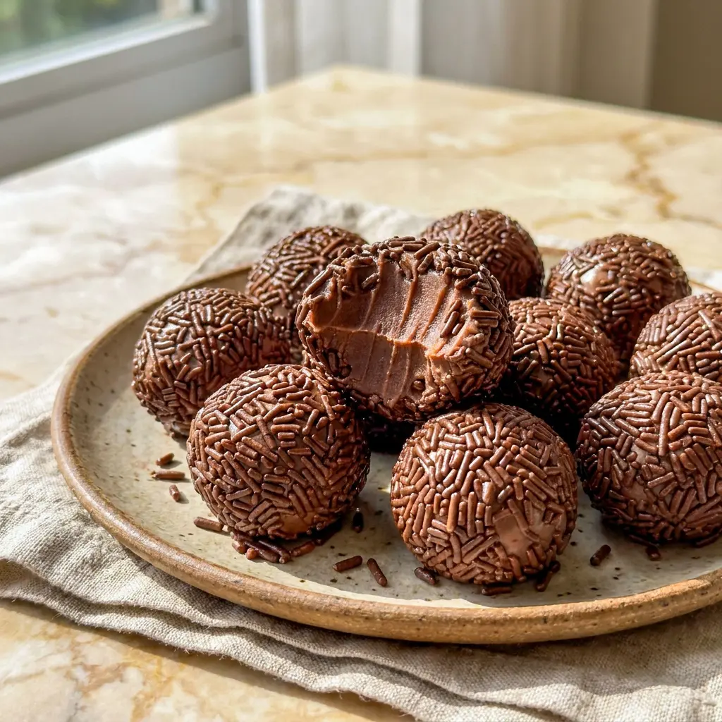 Chocolate Truffles rolled into rich little bites and styled for an Easy Chocolate Truffle Recipe with a homemade candy look.