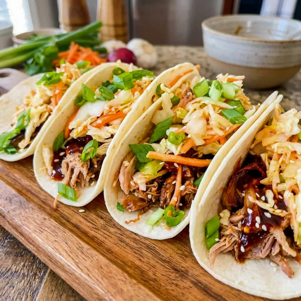 Korean BBQ Tacos topped with quick kimchi and sesame seeds, a flavorful take on Korean Taco Toppings.