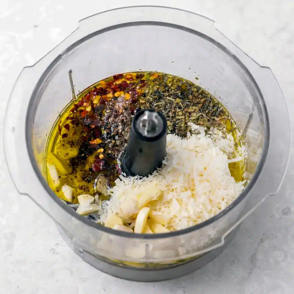 Parmesan Vinaigrette Dressing with roasted vegetables and herbs for a bold Garlic Parmesan Vinaigrette style.