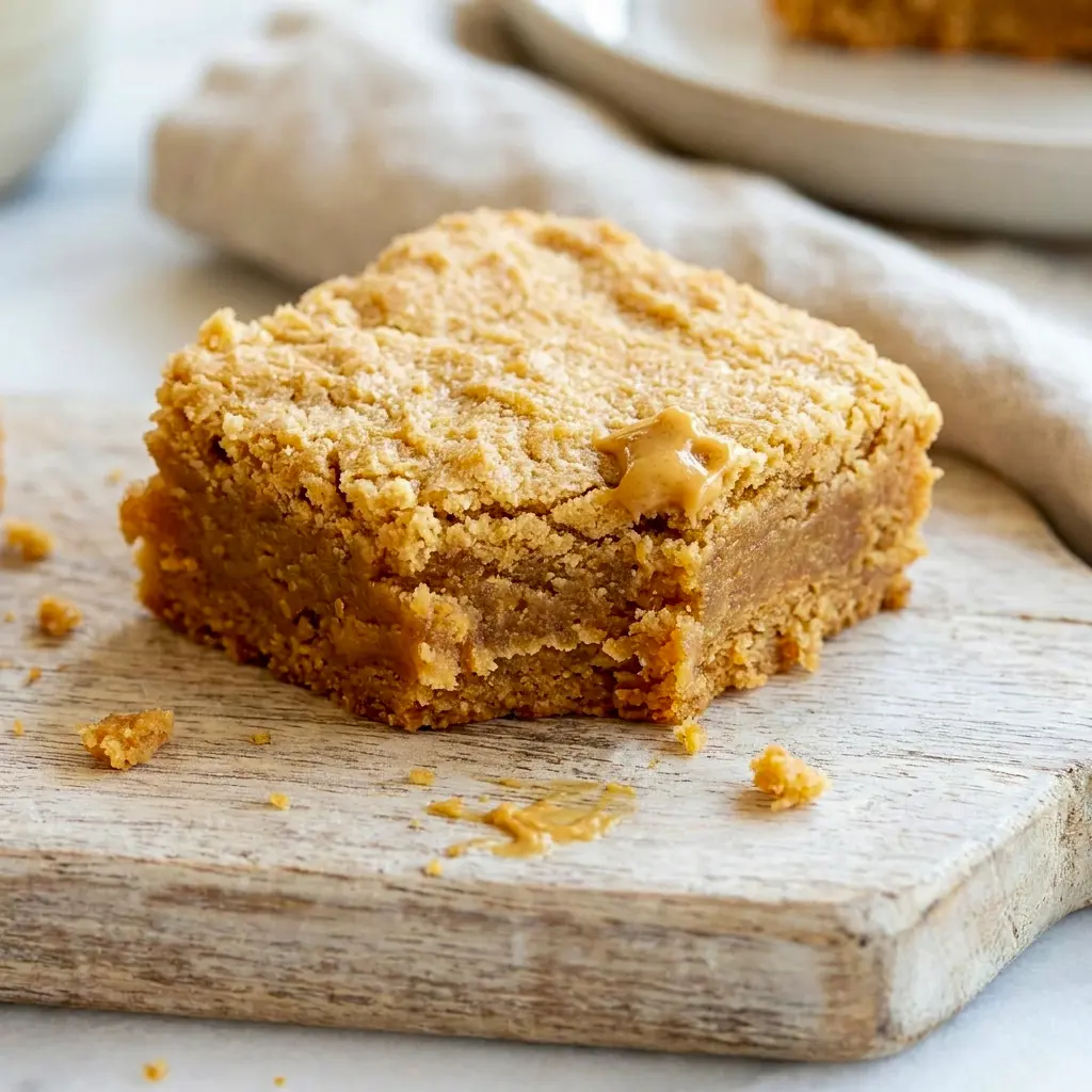 A close-up slice of Peanut Butter Brownies with a chewy texture, ideal for anyone searching for a Peanut Butter Brownie Recipe.