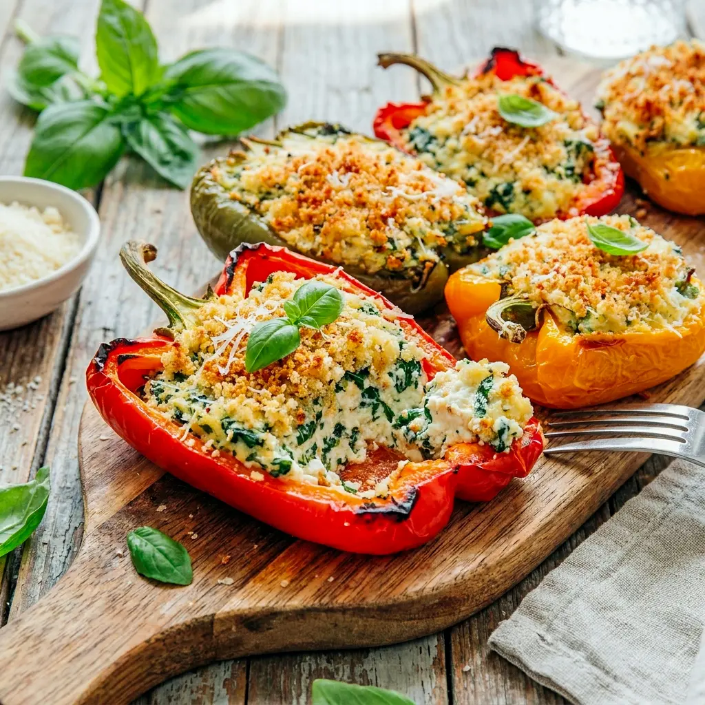 Close-up of Ricotta Stuffed Peppers baked until tender, perfect for Prep Healthy Meals and simple make-ahead dinners.