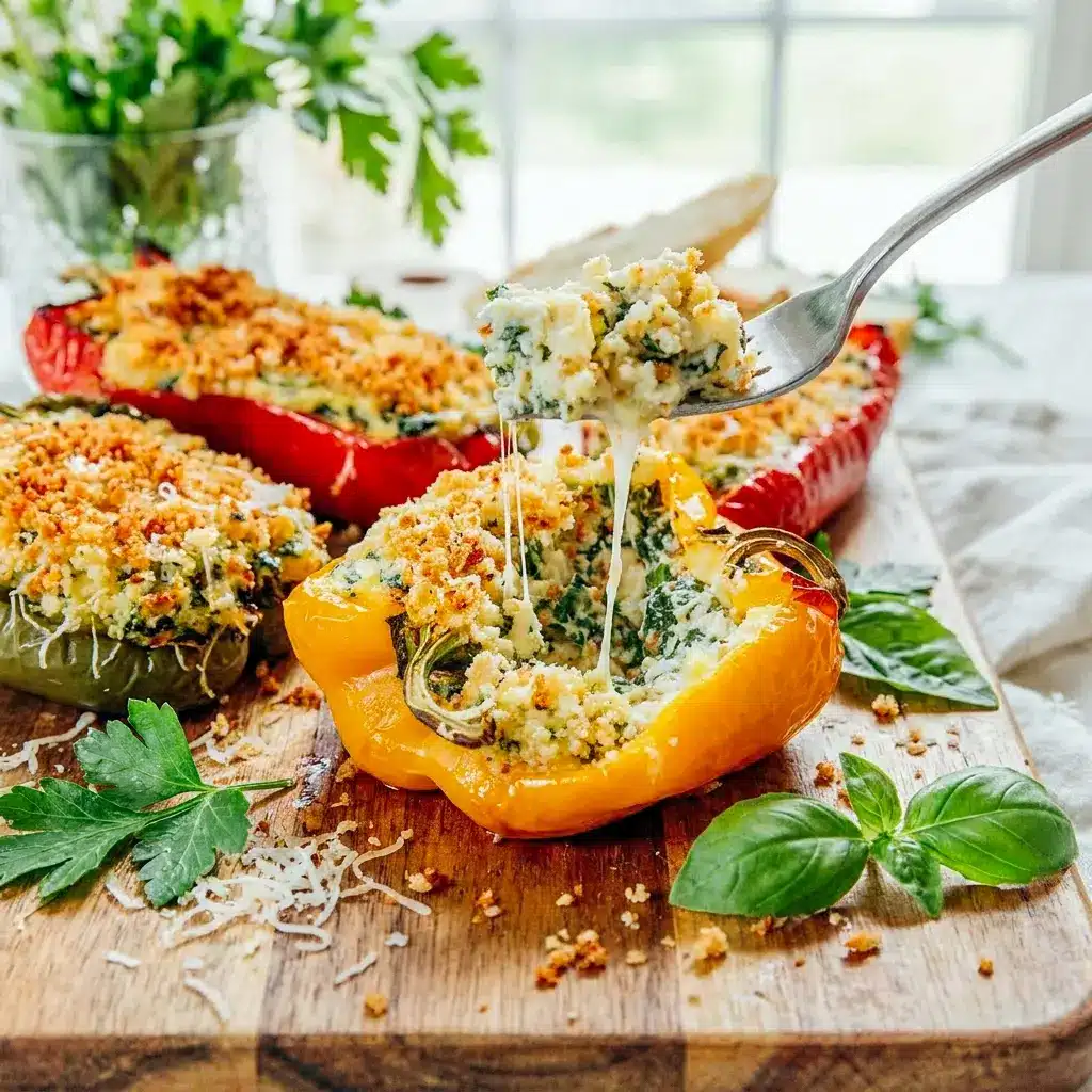 Colorful Ricotta Stuffed Peppers with creamy ricotta filling, an ideal choice for Easy Healthy Dinner Side Dishes.