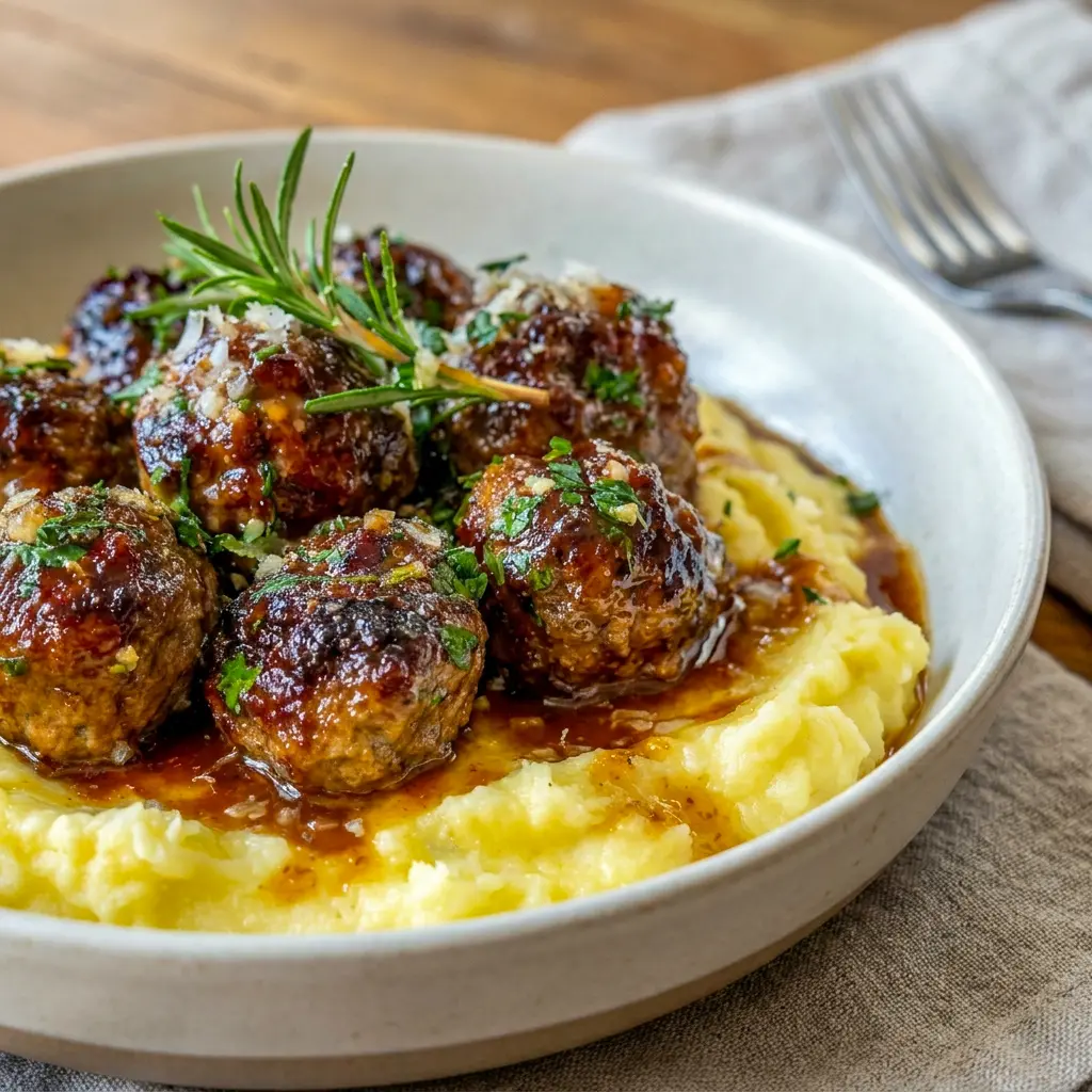 Salisbury Steak Meatballs simmered in gravy, an easy choice for Meals To Make With Beef on busy nights.