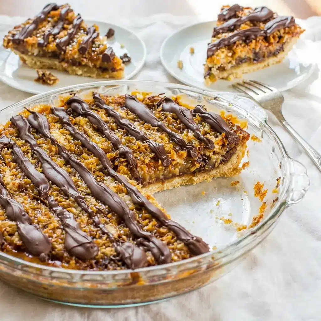 A crowd-pleasing Samoas Pie served for parties and potlucks, a delicious Dessert For Get Together with a chewy crust.