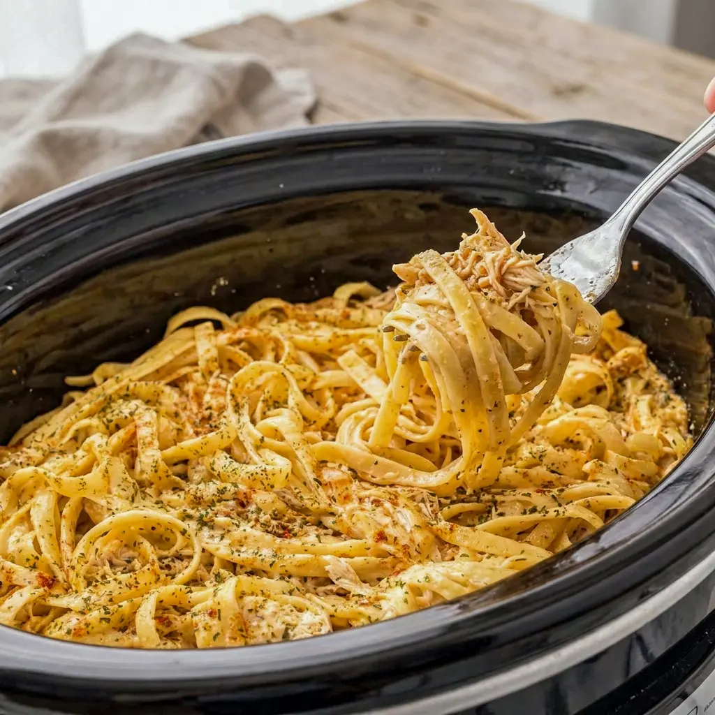 Spicy and comforting Cajun Chicken Alfredo made the simple way with Easy Cajun Chicken Pasta Crockpot flavors.