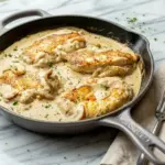 Sour Cream and Onion Chicken served in a creamy skillet with tender chicken and a Keto Recipes Dinner feel.