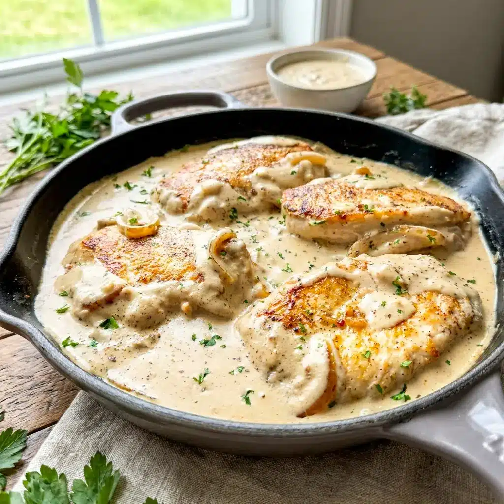 Sour Cream and Onion Chicken with golden onions and juicy chicken for easy Chicken Main Dishes at home.